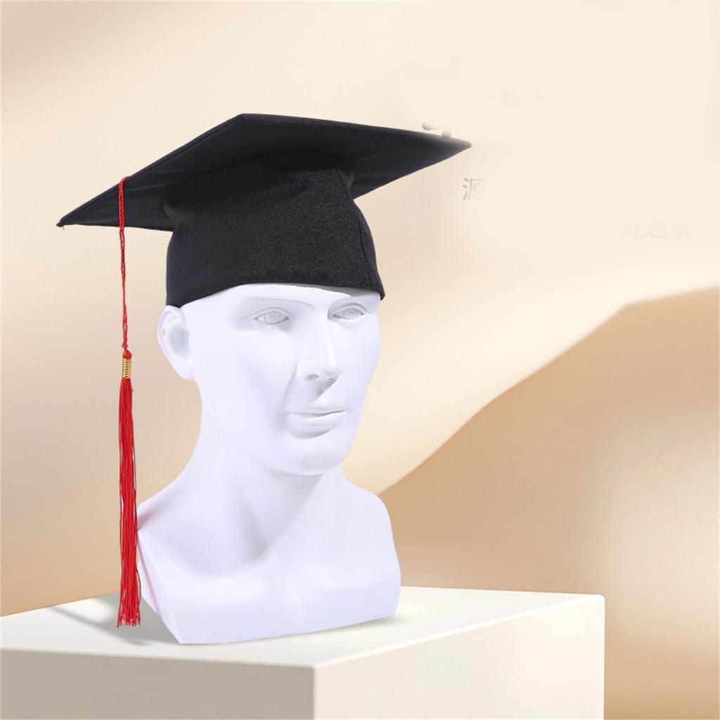 Cappello di Laurea Nero Classico con Fodera Morbida e Nappe per Cerimonie Accademiche e Fotografia di Adulti