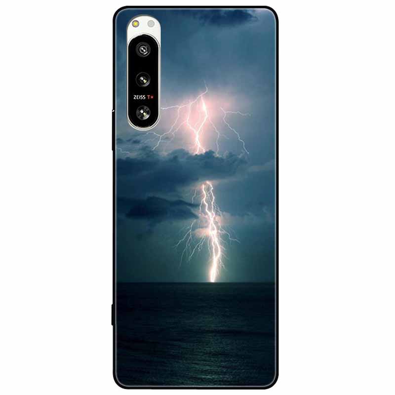 For Sony Xperia 5 IV / 10 IV Case 10IV Soft Black Silicone Forest Painted Phone Back Covers For Sony Xperia 1 IV Case TPU Coque
