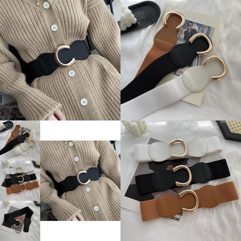 Elegant Women's Black Waist Cincher Belt With Flexible Stretch For Fashionable Dresses