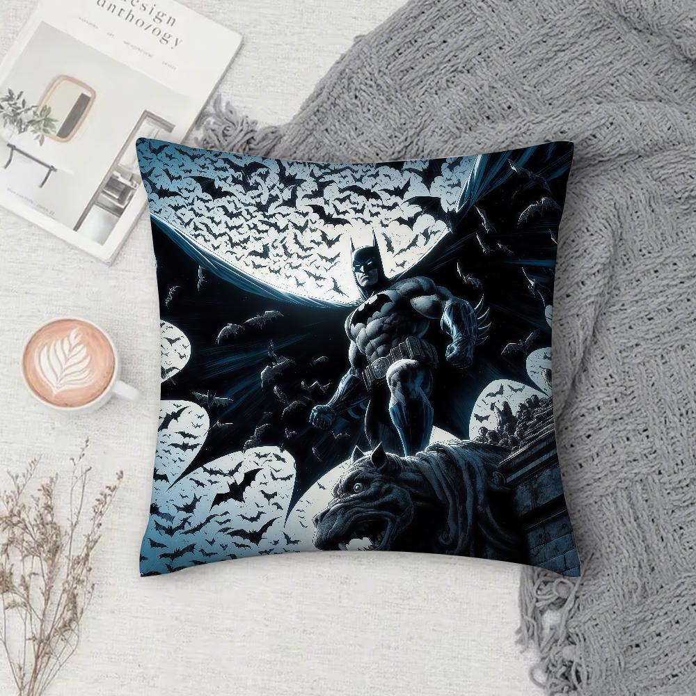 Superhero B-Bat M-Man Pillow Case Square Double-Sided Printing Sofa Cushion Cover Pillowcase Bedroom Bedside