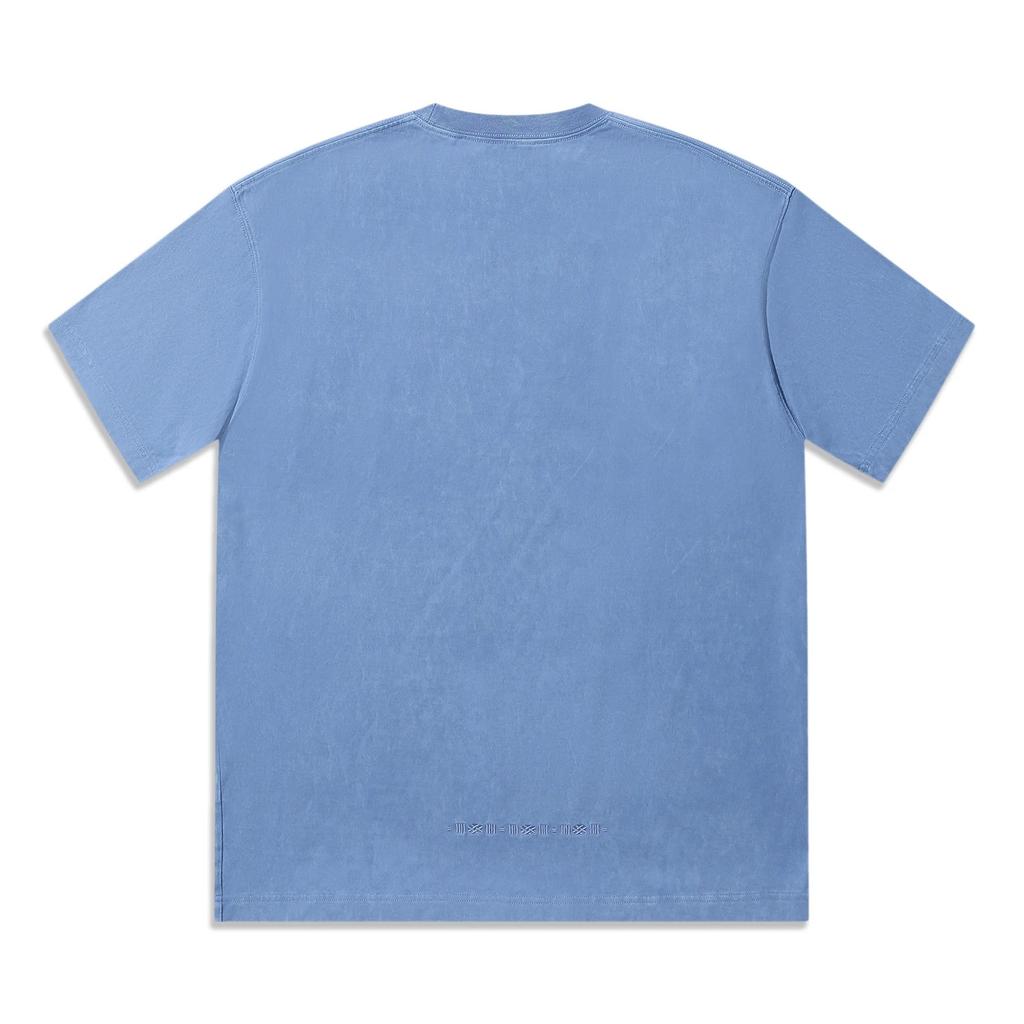 T-shirt Li Ning Série Vitale Couleur Unie Coupe Ample Col Rond Manches Courtes Unisexe Hauts Bleu Papillon AHST663-2