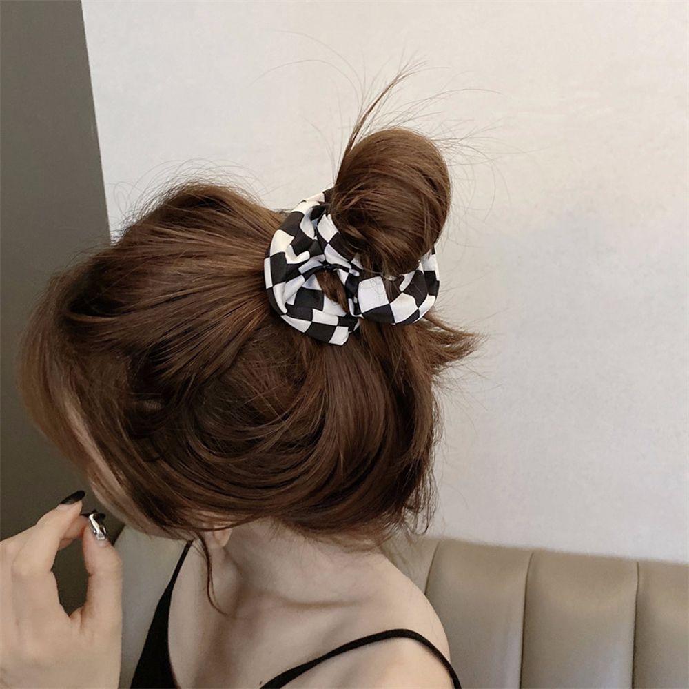

Women Diamond Checkered Hair Rope Korean Style Scrunchies Checkerboard Headband Female Headwear