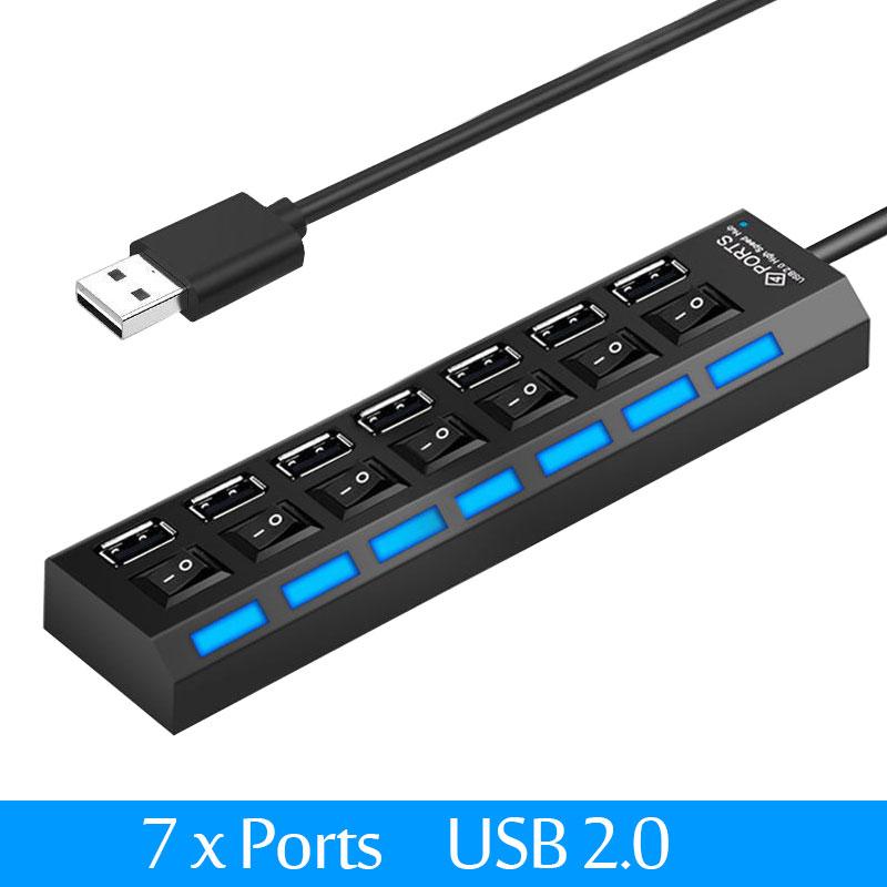 Xiaomi USB 2.0 Hub USB Hub 2.0 Multi USB Splitter Hub Use Power Adapter 4/7 Port Multiple Expander USB 3.0 Hub with Switch 30CM Cable