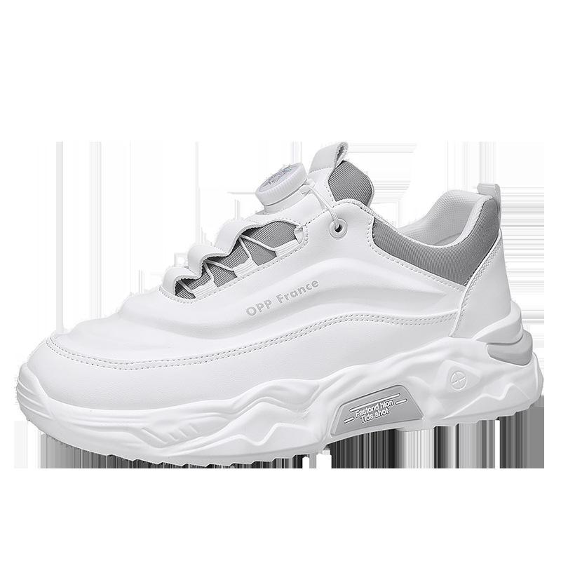 

Men s shoes new convenient rotating buckle versatile light outdoor leisure travel thick sole heightening niche 44 білий