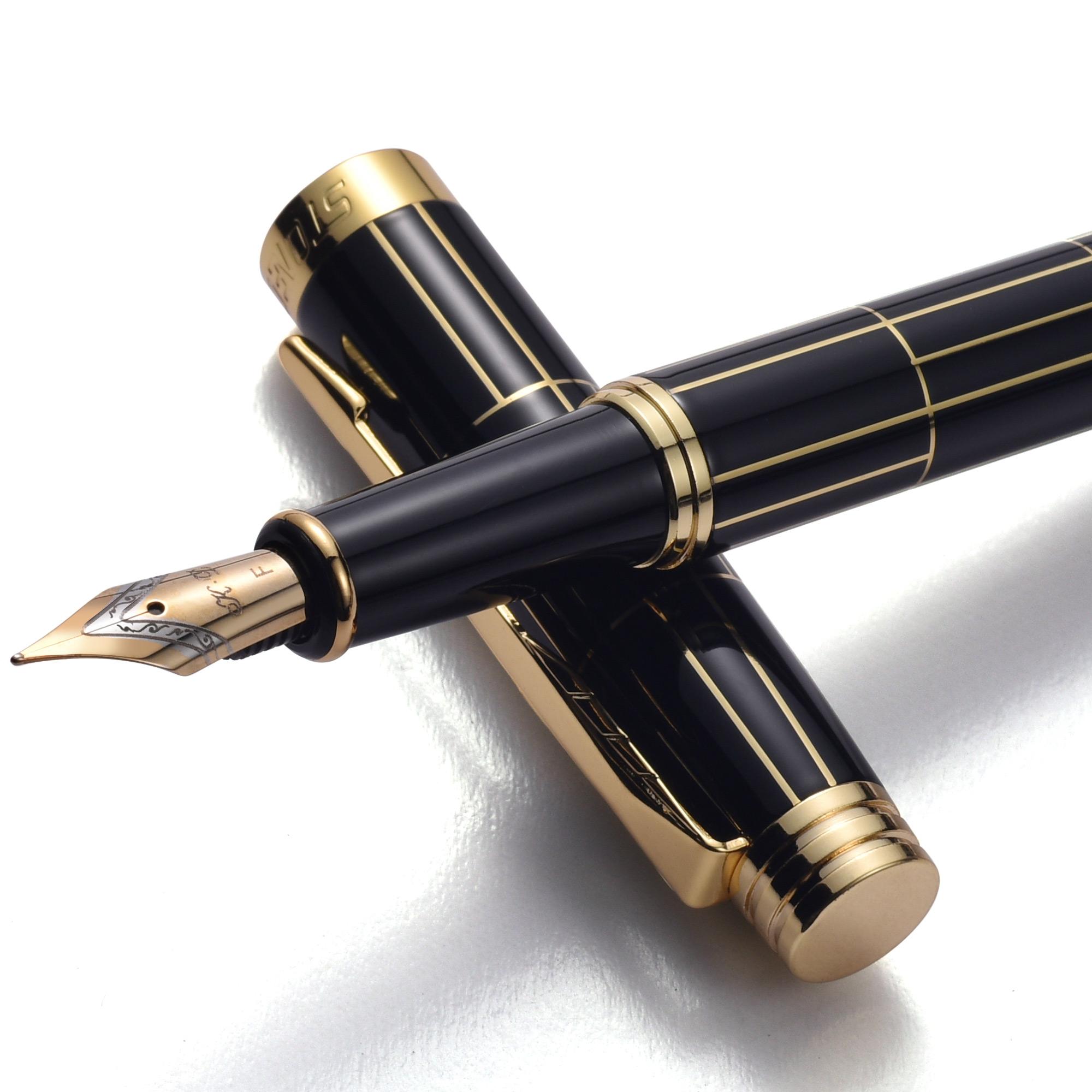 

STONEGO Deluxe Metal Fountain Pen without Ink Refill Convertible Calligraphy Pen for Writing and Drawing чёрный