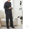 Yes Family Double Gauze Pajama Long Front Size Dark Gray Men's Set, Yarn-Dyed Gauze, 100% Cotton, Sleeves, Opening, Loungewear, XL,