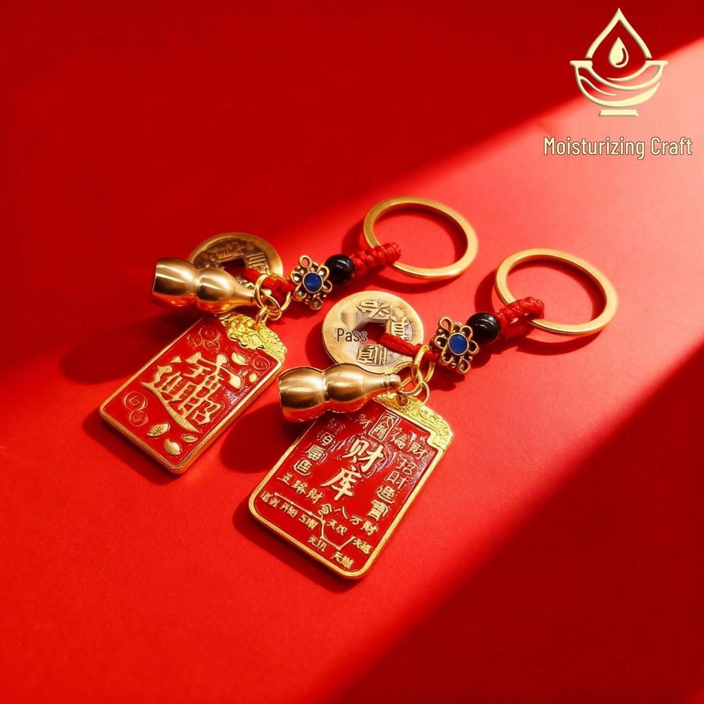 Popular Alloy Lucky Keychain Pendants: Zhuazhou Abacus & Temple Crafts