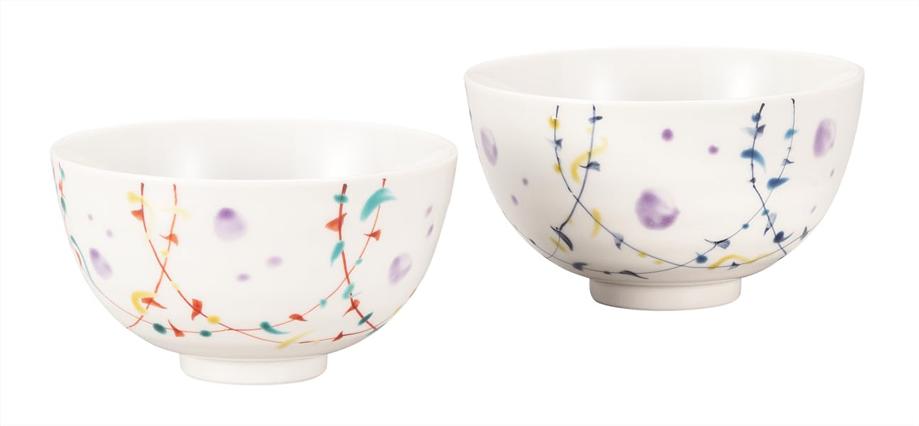

Kutani Ware Iwataya Set of Rice Bowls, Harmony K9-543