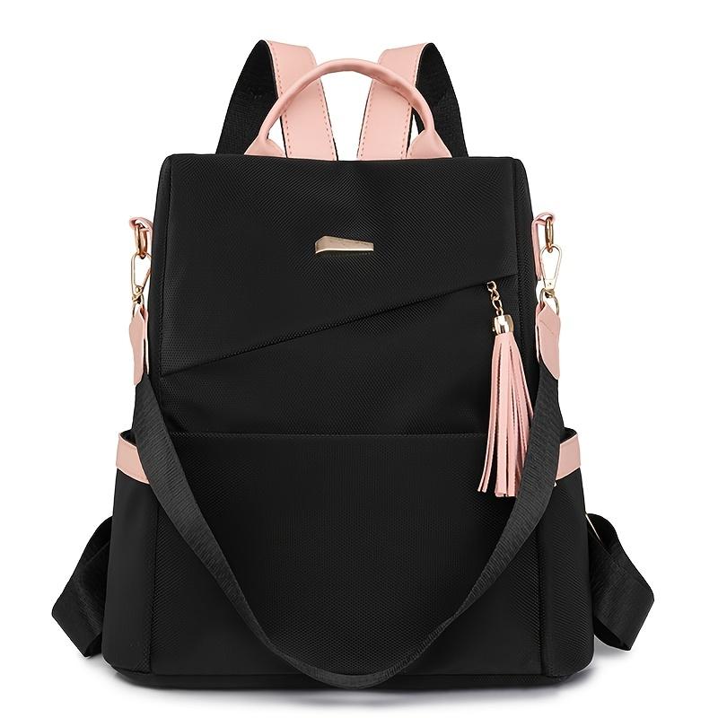 Elegant Women's Anti-Theft Lightweight Backpack Large Capacity, Adjustable Straps, Tassel Detail, PU Material, Perfect for Travel & Daily Use
