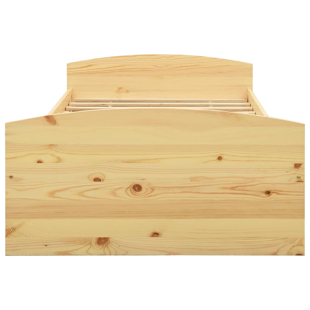 Solid Wood Bed with 2 Drawers Pine Wood 90x200 Cm