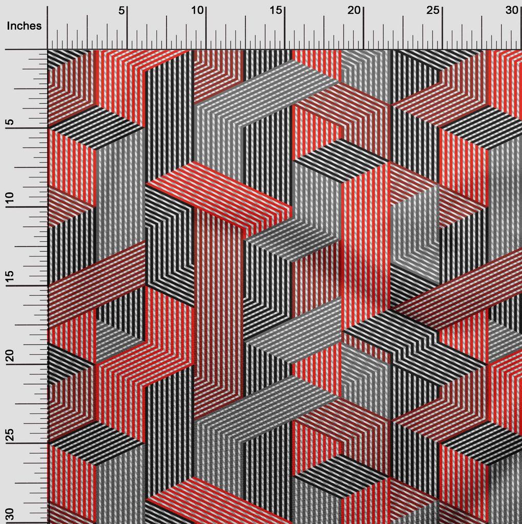 oneOone Baumwoll-Flex Candy Red Stoff Geometrische Quiltzubehör Druck Nähstoff Meterware 40 Zoll