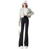 2025 Women's Black High-Waist Micro Flare Pants with Velvet, Slimming Drape, for Spring & Autumn