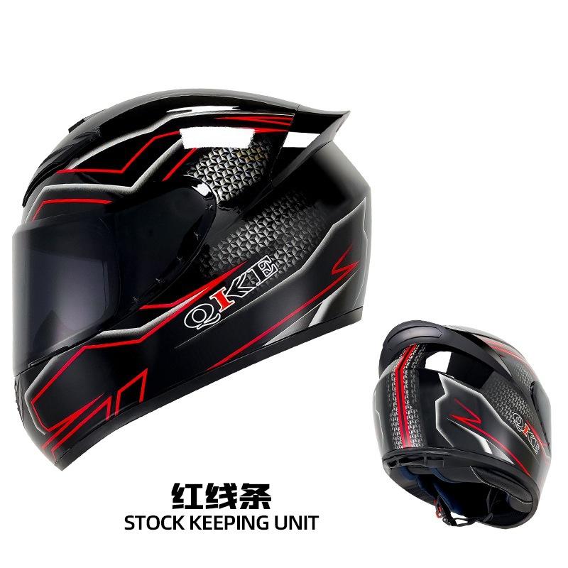 New QK111 Four-Season Full-Face Motorcycle Helmet Unisex Riding Helmet for Adults with Clear or Black Lens Available