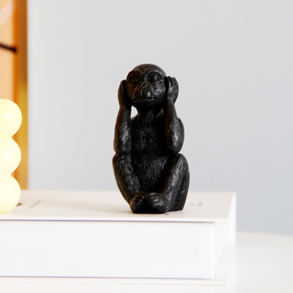 3pcs Resin Monkey Figurine Cute Animal Statues for Desktop Decor Creative Monkey Ornaments for Home Office Library and Shop Unique Present Idea