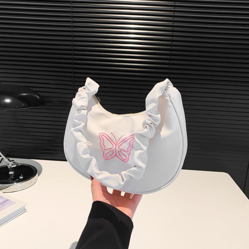 Stylish Summer Shoulder Bag In Unique Crescent Shape With Bowtie For Everyday Use