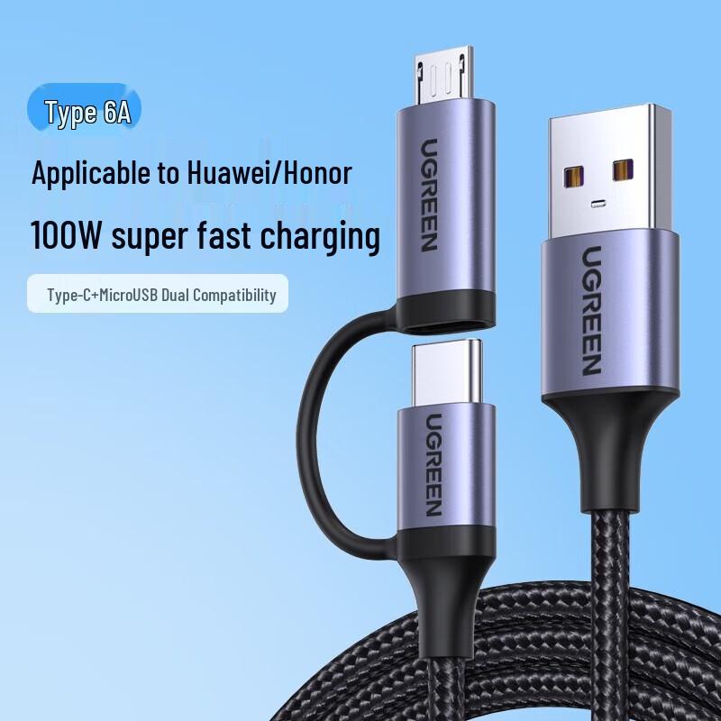 Ugreen 2-in-1 USB-A to Micro USB & Type-C Fast Charge Cable
