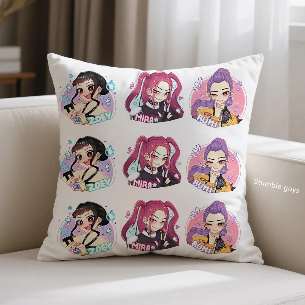 Anime Sofa Cushion Cover Kpop Demon Hunters Pillowcase Bedroom