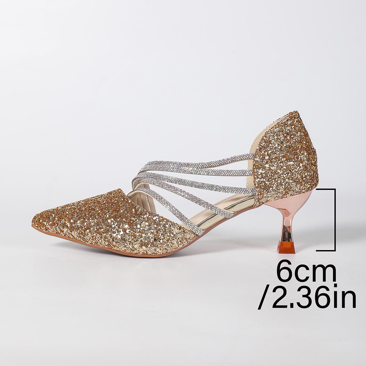 

Модные Роскошные Туфли-лодочки с ремешком из страз цвета шампанского золота Женские Сексуальные с острым носком на шпильке, на каблуке-рюмочке, с блестками, Zapatos Блестящие Вечерние туфли 43 шампанского
