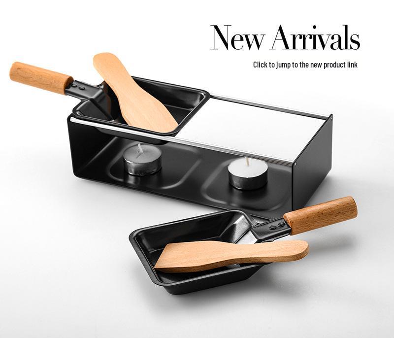 Swiss Cheese Fondue Set: Mini Non-Stick Baking Pan with Candle Holder