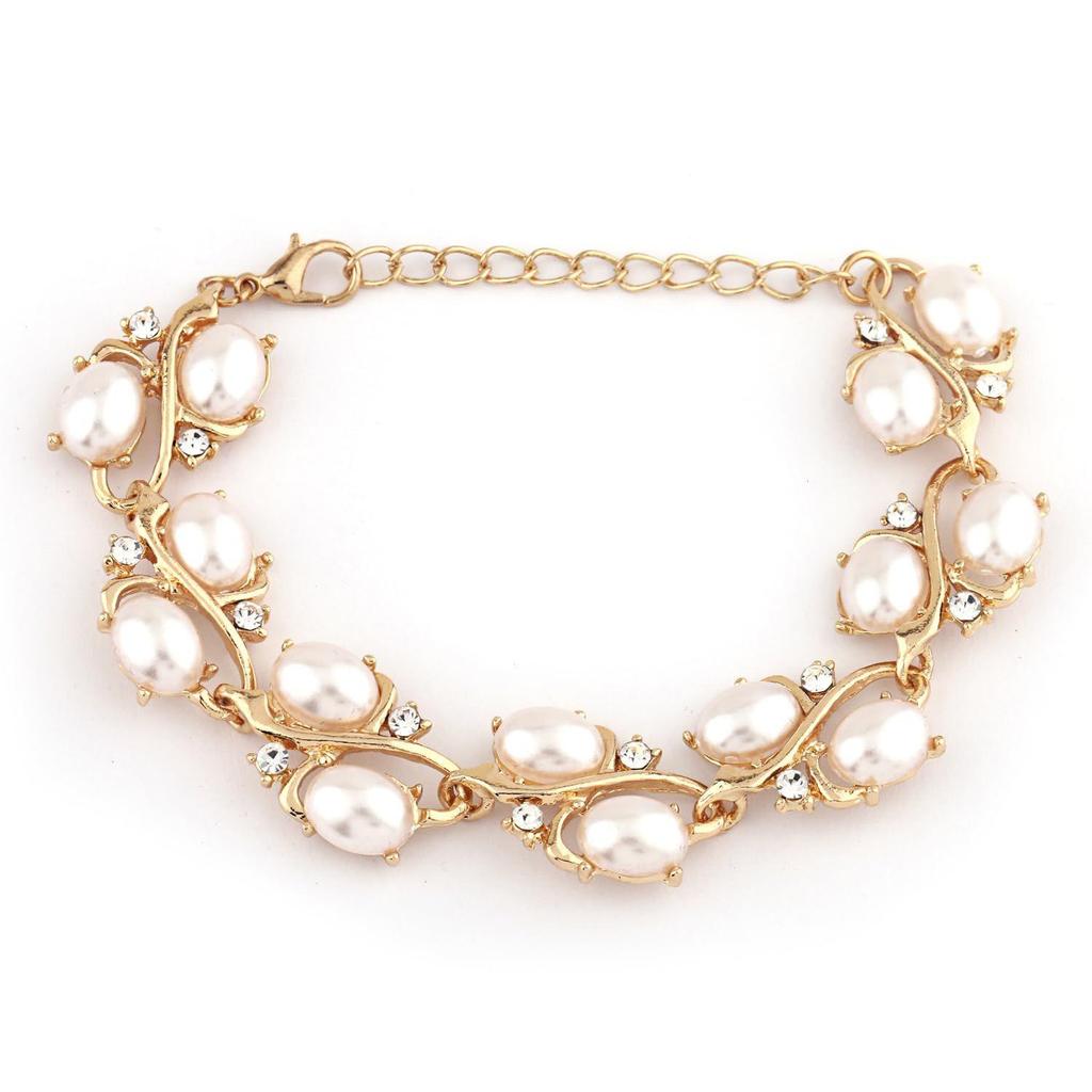 Latest Stylish Design Fancy Pearl Bracelet Earrings Necklace Jewellery Set for Women Valentine Gift for Girlfriend