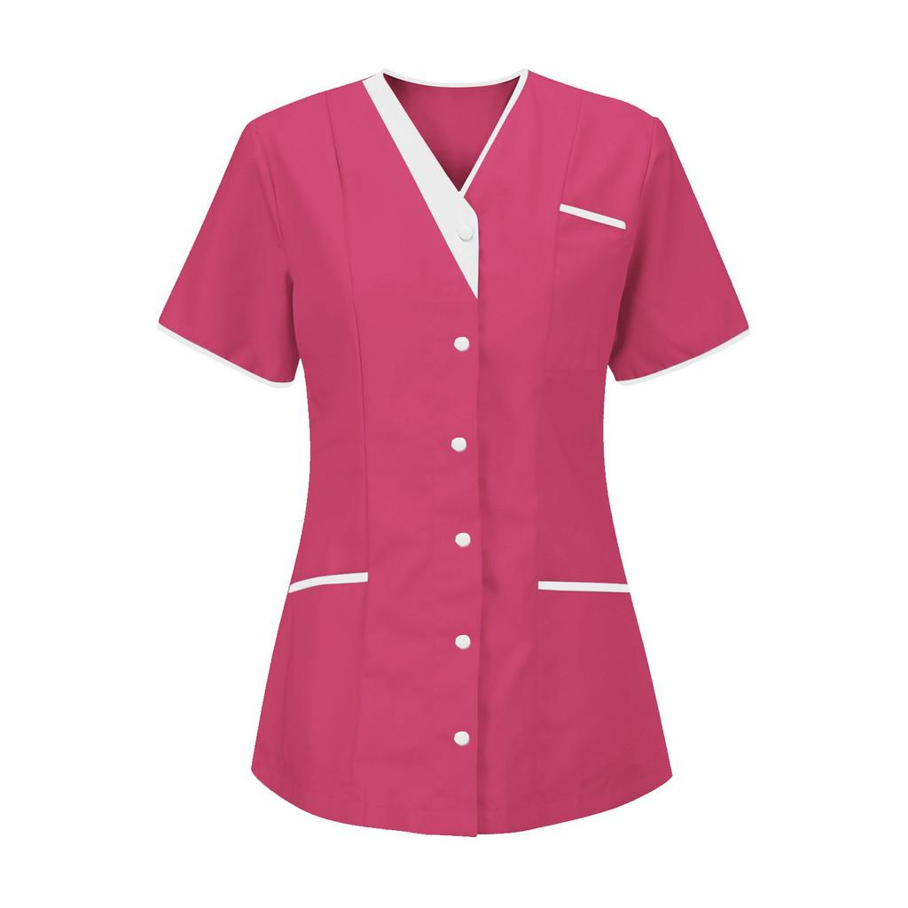 Women's Uniform Quick-drying Fabric Solid Color V-neck Short-sleeved Uniform