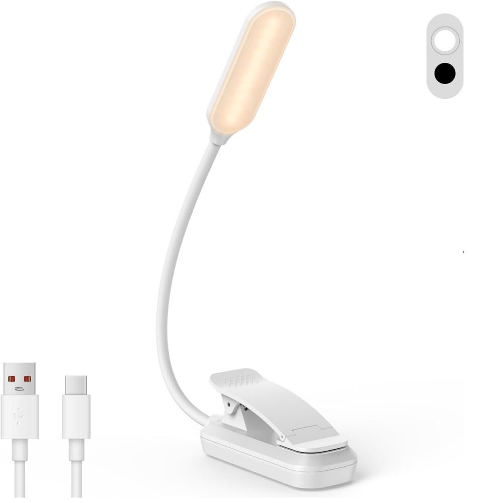 20 Led USB Rechargeable Book Light Portable Mini Reading Light 3 Color Temperature Clip On Light Book Lamp Bedroom Read Light