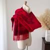 Luxury Autumn-Winter Core-Spun Yarn Scarf: Letter Style Imitation Cashmere Tassel Shawl for Warmth