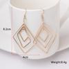 Rhombus Pendants Women's Earrings Metal Square Drop Crystal Dangle Earrings Exaggerated Wood Ear Jewelry Aretes De