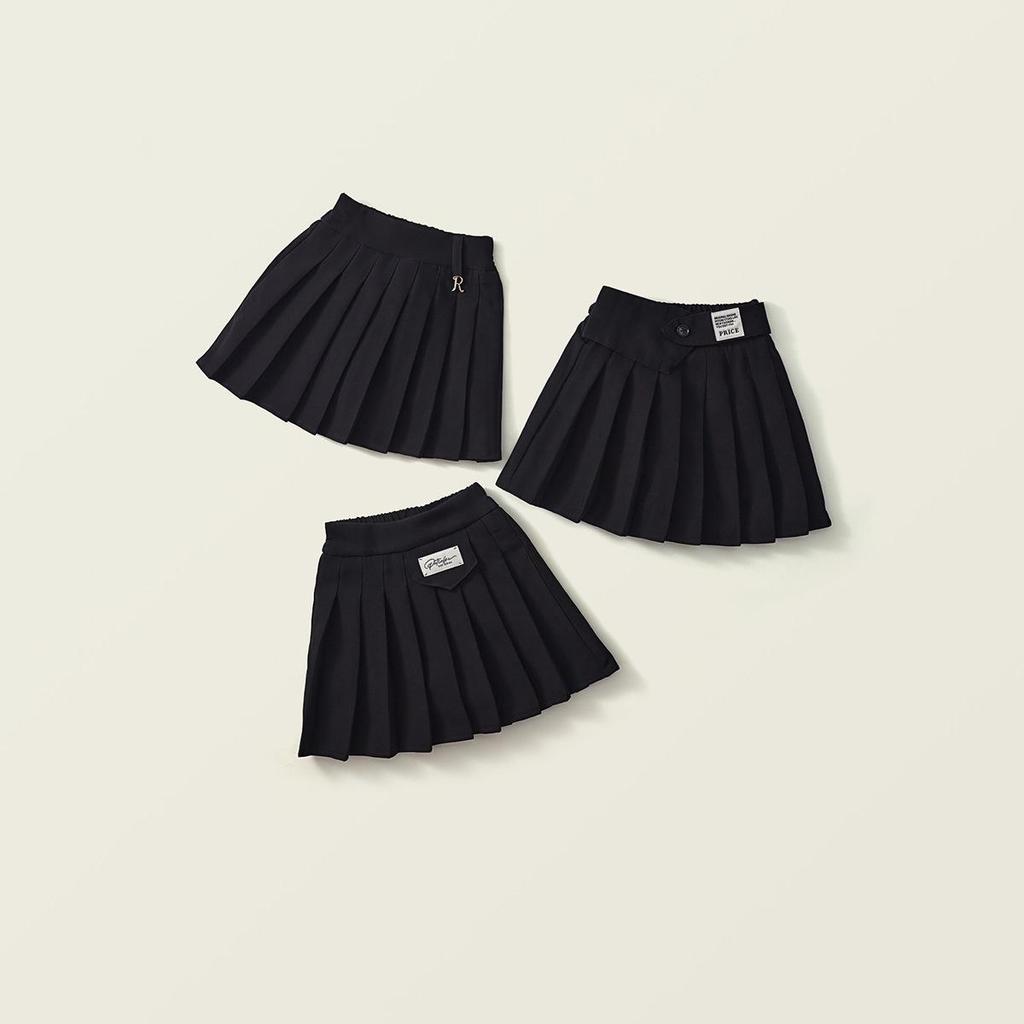 Mädchen Koreanischer Stil Schwarzer Plisseerock - Sommer/Herbst 2025 Mode für Kleine bis Mittlere Kinder