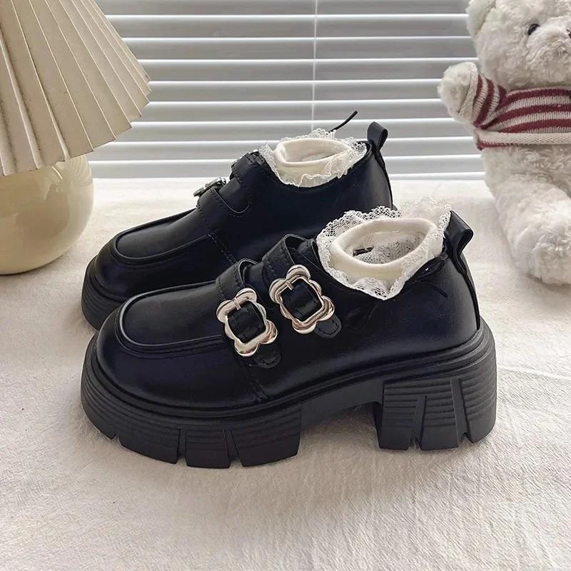 

New Spring One-Step Thick Bottom English Style Women s Leisure Shoes Petite Mary Jane Shoes Round Toe Polyurethane Lining R 37