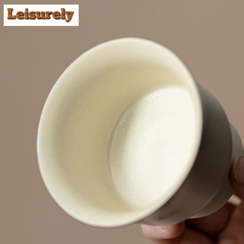 80ml Hand-painted Ink Bamboo Ceramic Teacup Powder Yin White Water Moon Cup Tea Master Cup Tea Bowl Chazhan Kung Fu Teaware Gift