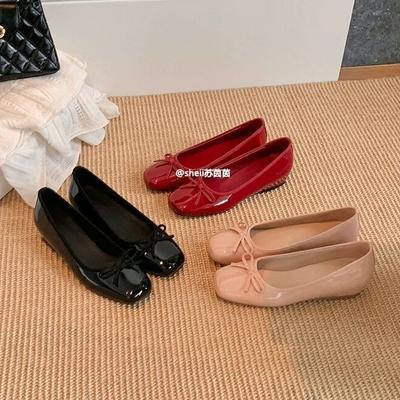Small Size 313233 New Inner Height Increase Super Soft Square Head Bow Commuter Ballet Shoes Women's Single Shoes Women's High Heels