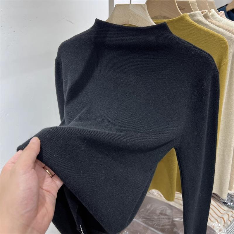 Small stand-up collar age-reducing knitted top women's spring soft waxy inner bottoming shirt soft waxy flower pink sweater