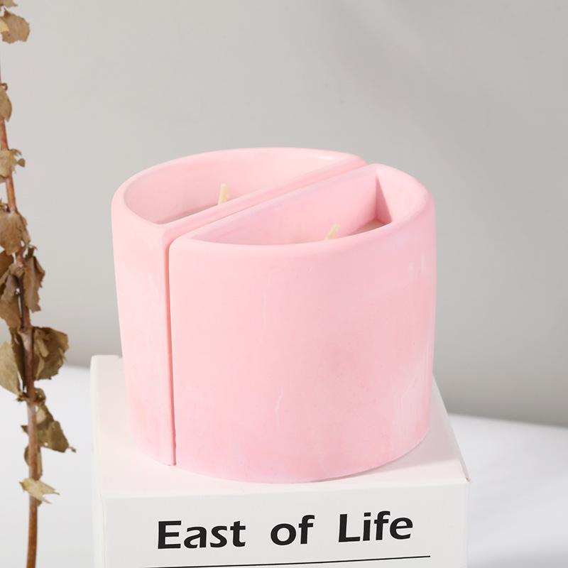 

Handmade High-grade Plaster Cup Soy Wax Scented Candle Creative Unscented Candle Souvenir Decoration Pink - Jiangnan Guiyu