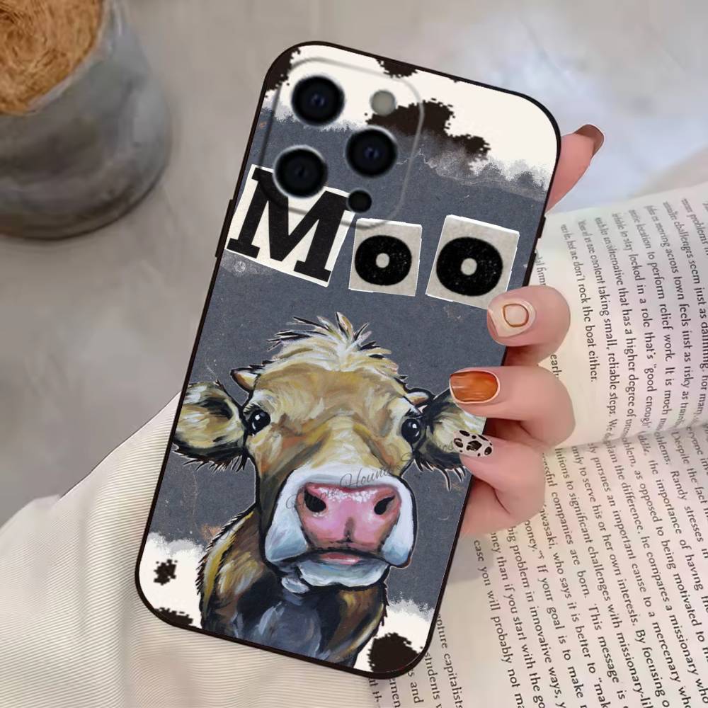 Cartoon C-Cow Cute Phone Case Silicone Soft For IPhone 17 16 15 14 13 12 11 X XR Plus Pro Max Plus