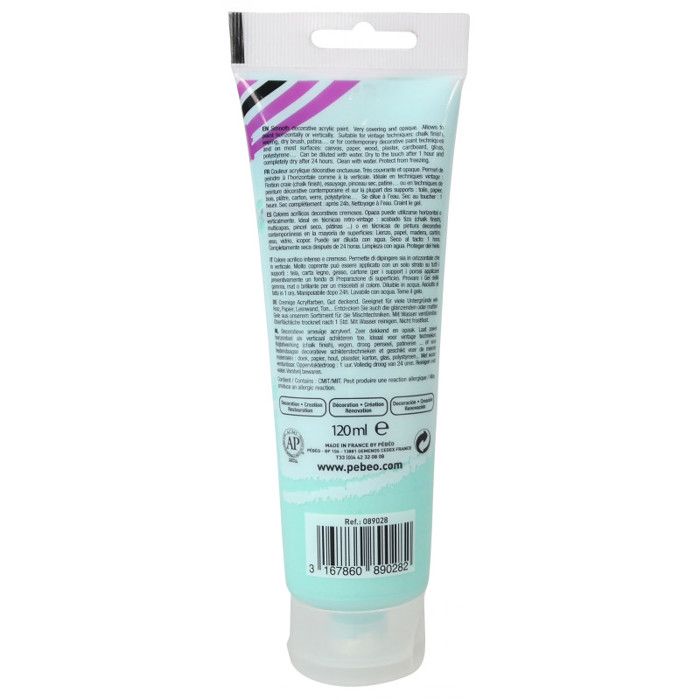 Acrylic Paint - PEBEO - DecoCrème - Aqua Green - 120 Ml - Matte Finish