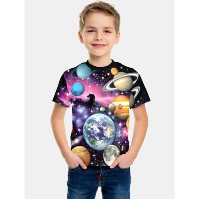 T-shirt per un Ragazzo Abbigliamento Bambini Spazio Abbigliamento Bambini Coreano 2024 Abiti Primaverili per Bambini Top Magliette T-shirty Top Bambino Ragazzi