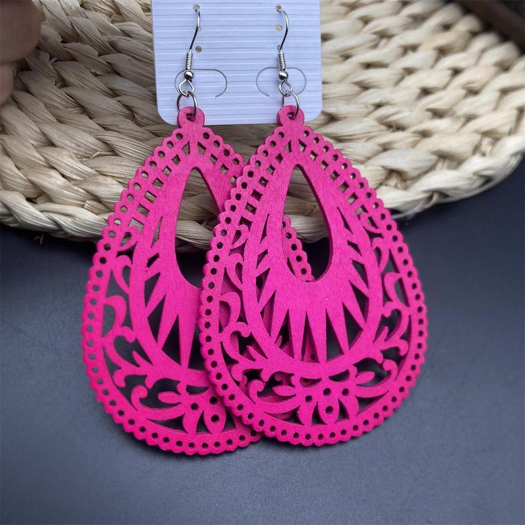 Bohemian Beach Wooden Long Earrings