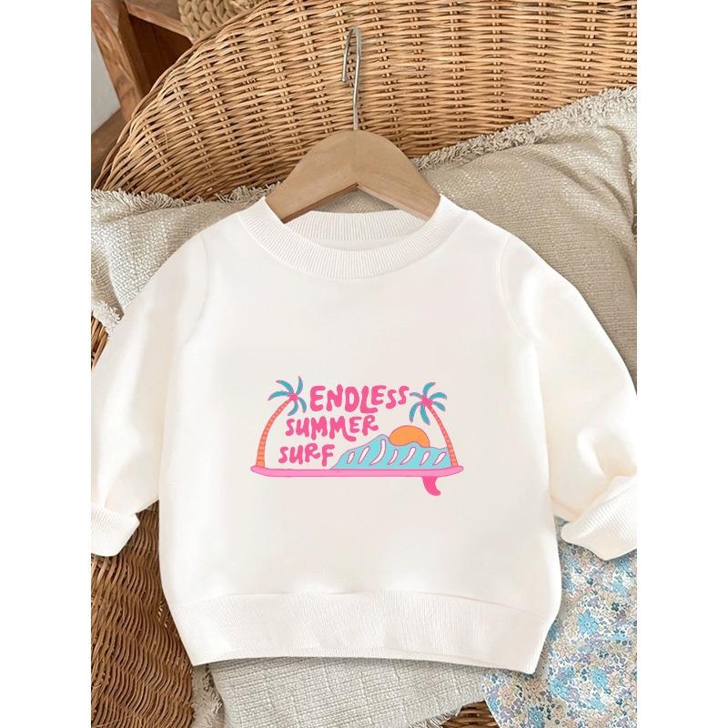 European sizes Cute Printed Pattern 0-3 Years Old Kids Comfortable Children s Spring Lightweight Round Neck Sweatshirt, Suitable for Outdoor Wear 110 белый