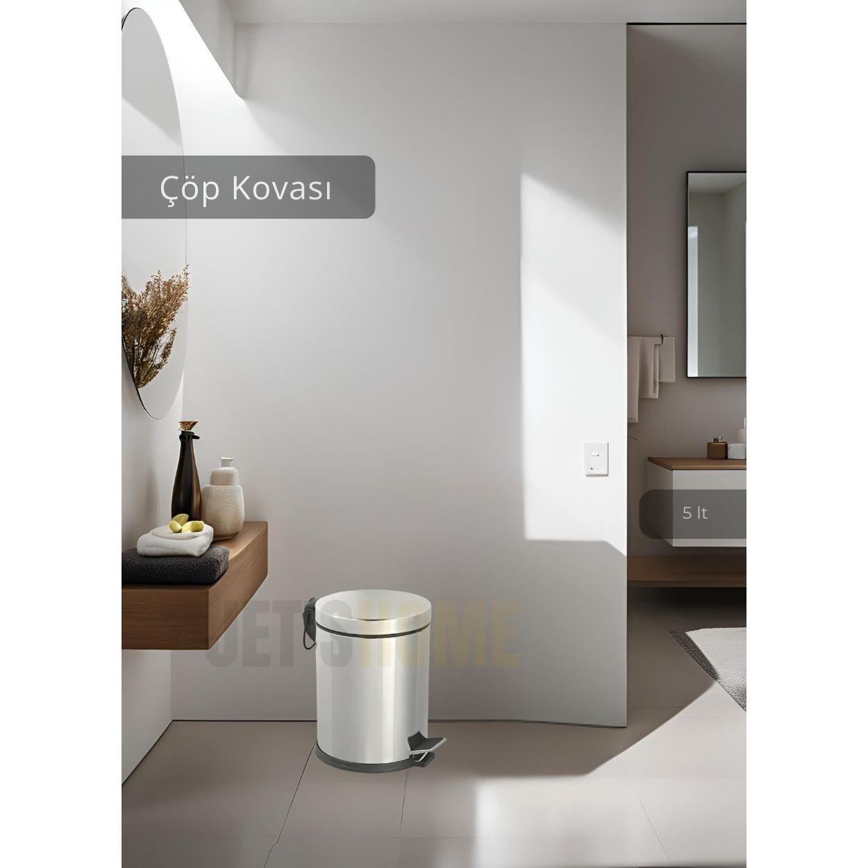 

Pedal Bathroom Trash Can Stainless 5 Lt Kitchen Trash Can White