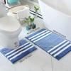 Striped Microfiber Bathroom Carpet Set 2-piece,waterproof,non-slip and Quick Drying,machine washable,TPR Backing, Medium Velvet