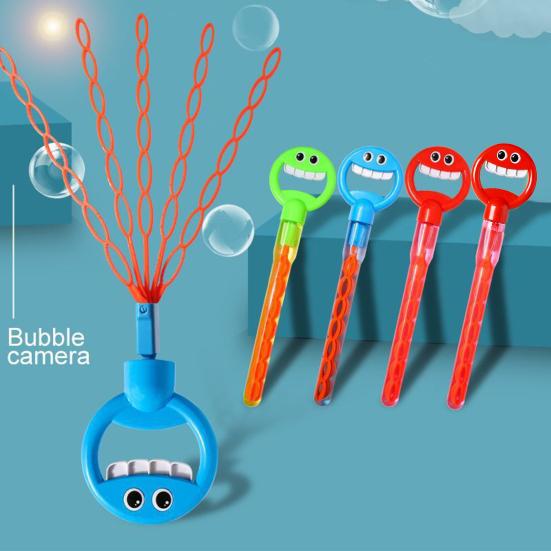 32 Hole Smiling Face Bubble Stick Big Bubble Wands Leak-Proof Bubble Machine Cute Long 5-Claw Bubble Wand for Summer Toy Party Favor