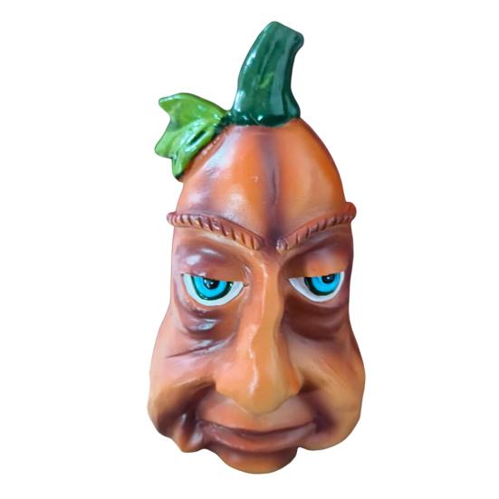 Halloween Pumpkin Statue with Expression Cartoon Pumpkin Head Resin Figurine Sculpture Indoor Outdoor Garden Desktop Decoration