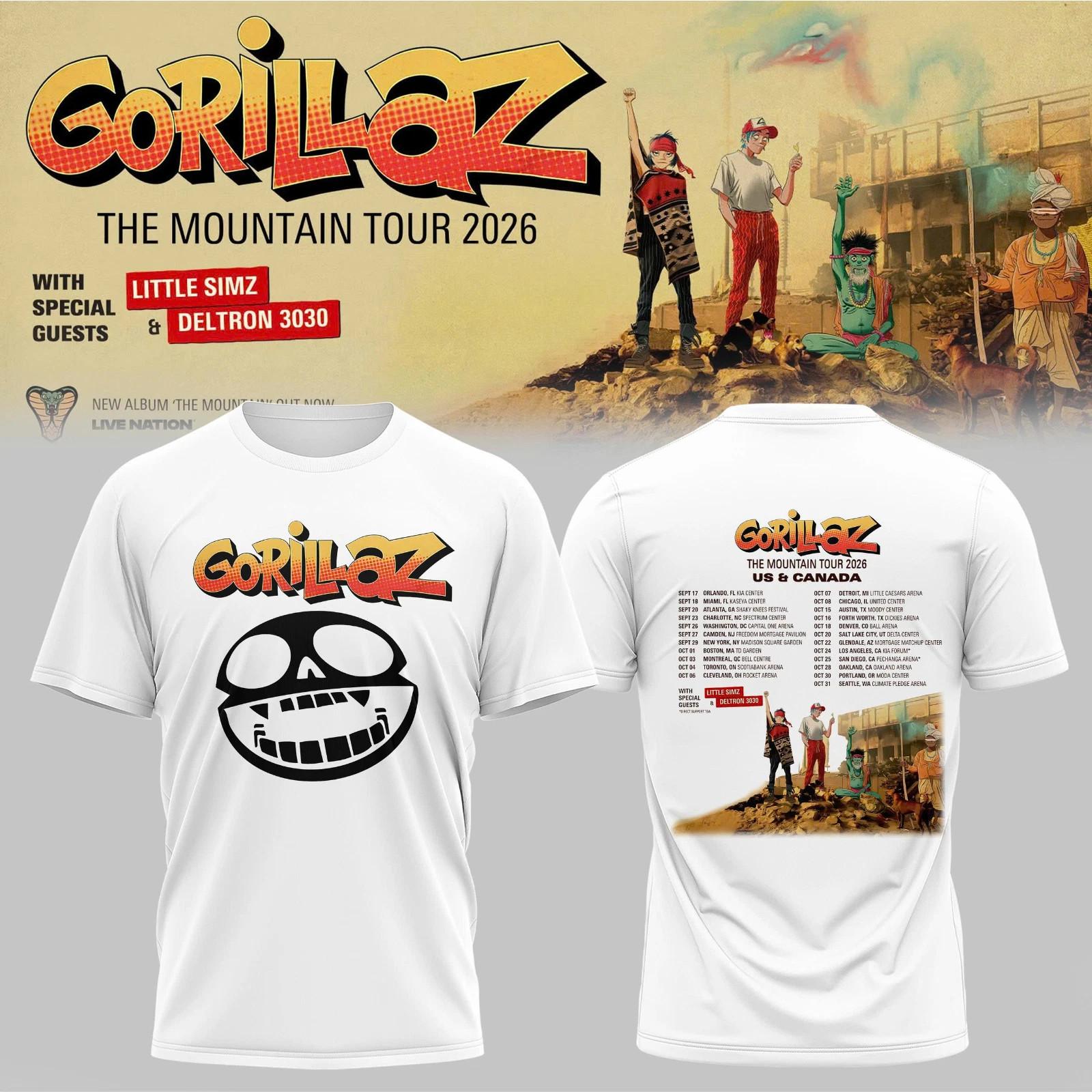 Gorillaz The Mountain Tour 2026 North America Edition All Over Print TShirt XL