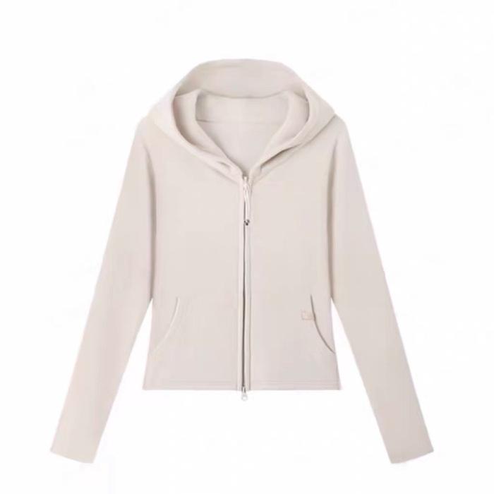 Women s Double-Sided German Fleece Hoodie: Slim-Fit, Double Zipper, Wear Alone, New Autumn/Winter Style Small абрикосовый