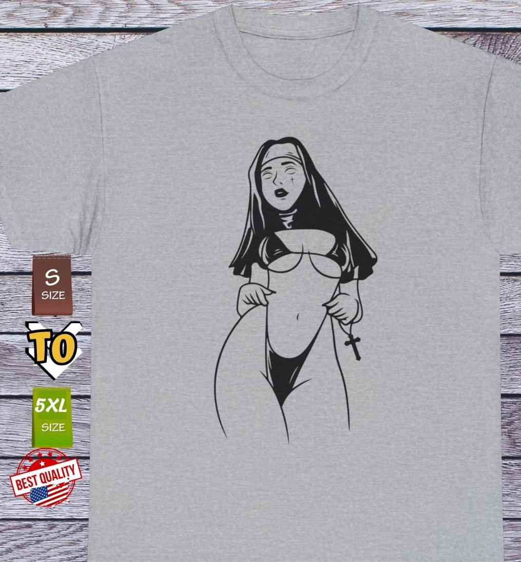 

Sexy Nun T Shirt, Old School Atheism Satanic Clothing Tee 4XL