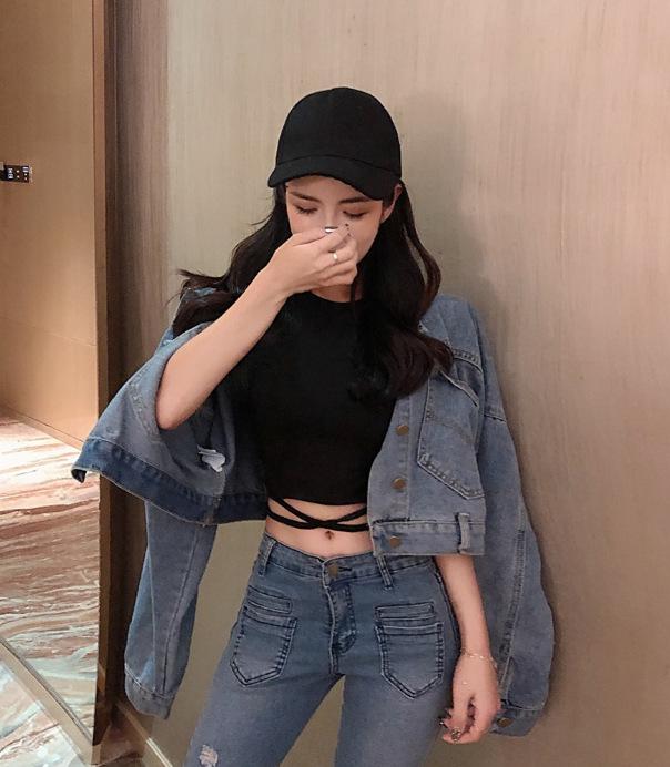 Women’s Trendy Summer Short-Sleeve Tie-Up Backless Crop Top