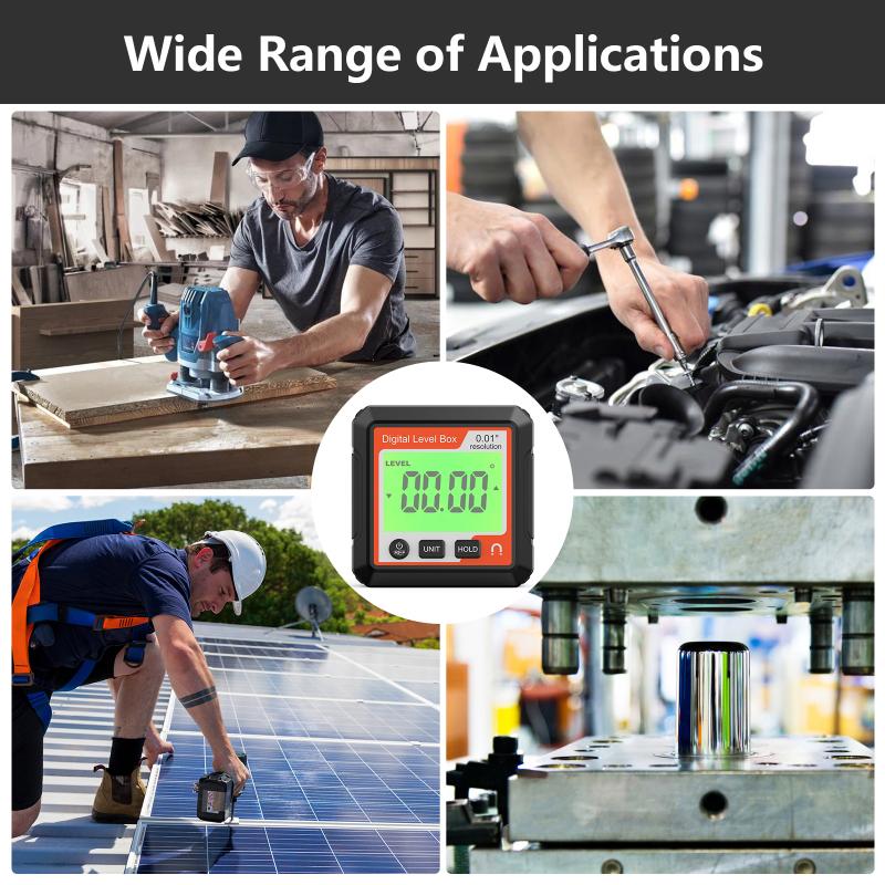 Digital Angle Finder Gauge W/ Magnetic Base and Backlit LCD Display Angle Ruler 4 of 90 Degree Digital Level Box for Woodworking