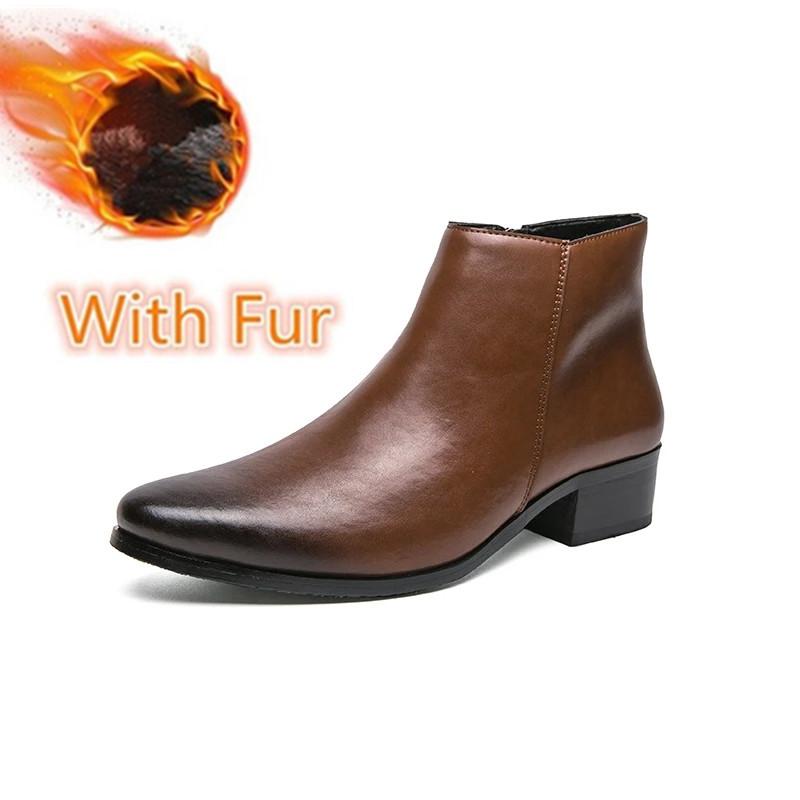 Elegantní pánské Chelsea boty z pravé kůže, pánská obuv se špičatou špičkou, businessové nazouvací společenské formální boty, model módní ležérní obuvi