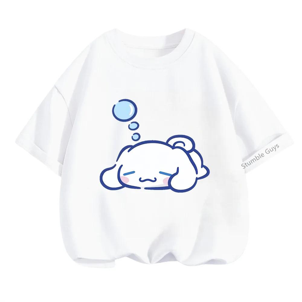 

Summer Cinnamonroll Children s Clothing, Boys and Girls Sanrio Cartoon Short-sleeve T-shirt 100